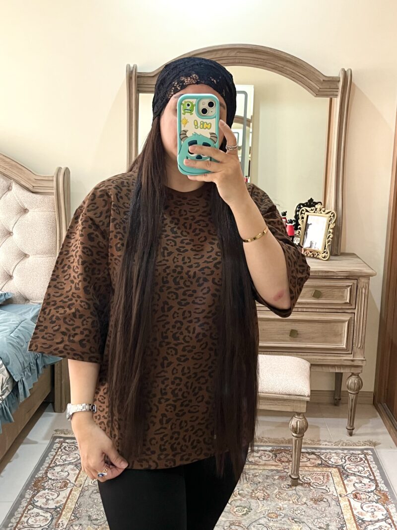 تیشرت باکسی پلنگی - Image 4